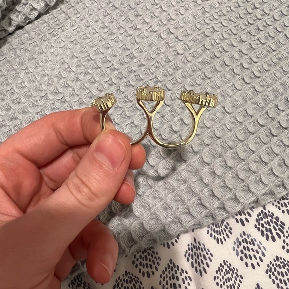 Kendra Scott Naomi Gold Double Ring Iridescent Drusy - Picture 4 of 6